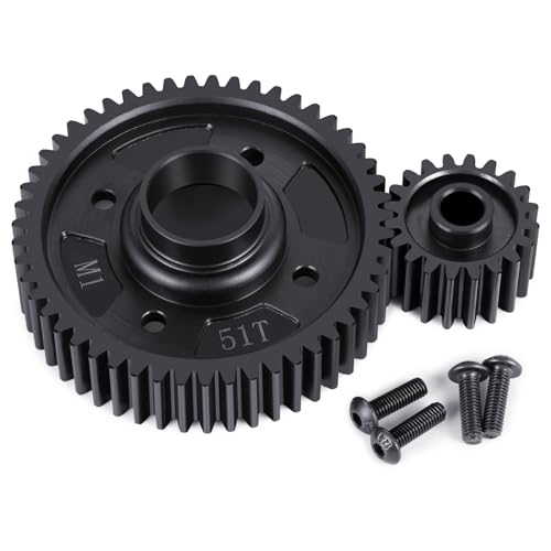 Runup Steel Center Diff Output Gear 51T Input Gear 20T Medium Differential Gear Set für TRA-XXAS 1/5 X-MAXX 8S 1/6 XRT RC Car von Runup