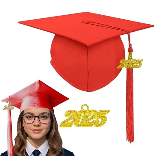 Graduation Caps 2025 | Bequeme verstellbare Junggesellenhüte mit Jahresschild | Kleid Zubehör Foto Requisiten High School Graduation Souvenirs für Fotografie, Halloween, Cosplay von Rurunklee