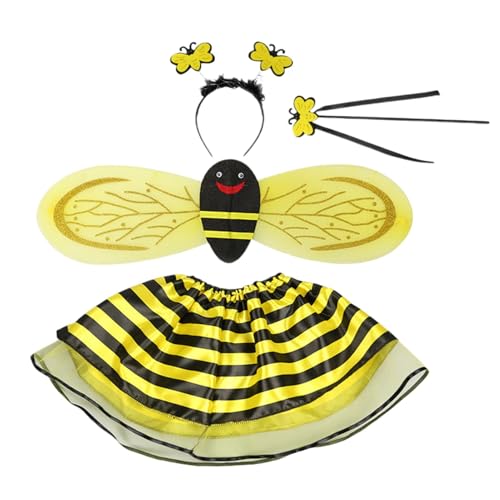 Kinder Bee Dress Up – Prinzessinnen-Kostüm mit Flügeln, Stirnband, , niedliches Halloween-Zubehör, Rollenspiel-Kostüm-Set für Kinder und Mädchen von Rurunklee