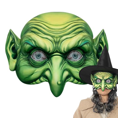 Rurunklee Halloween-Hexen-Gesichtsbedeckung,Halloween-Hexenhut-Set - Cosplay Hexe Perückenhut | Rollenspiel-Hexe-Gesichtsbedeckung für Frauen, Kostüm-Requisiten für Maskerade von Rurunklee