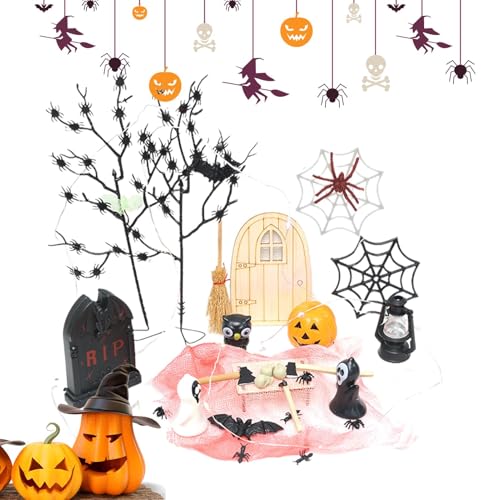 Rurunklee Halloween Miniaturen zum Basteln | Halloween Dekorative Horror Miniaturszene - Feengarten Zubehör Multifunktionale Halloween Puppenhaus Miniaturen für Schlafzimmer von Rurunklee