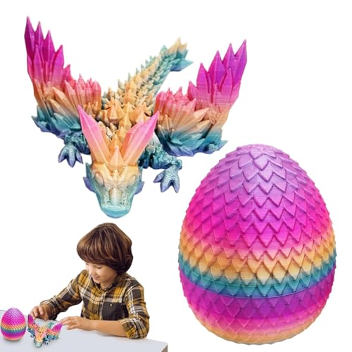 Rurunklee Rainbow Surprise Egg - 3D Printed Crystal Dragon Toys - Movable Joints Relieve Stress Articulated Dragon Home Decor Fidget Toy von Rurunklee