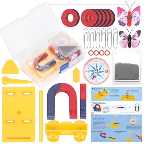 Rustark 30Pcs Science Magnet Kit Physics Electromagnet Experiment Set Labs Science Magnet Set Physics Science Magnet Kit Education Science Experiment Tools for School Students Education von Rustark