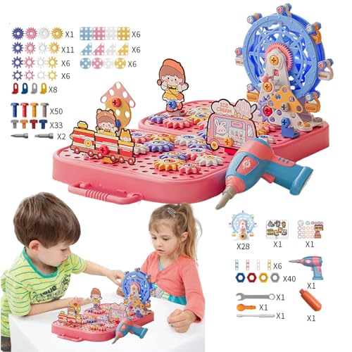 Ruwshuuk Bohr- und Schraubenspielzeug, Kinderbohrer und Schraubenspielzeug - Ingenieurgebäude,Bildungsspiel Toolbox Drill Kids Tool Set für über 3 Jahre alte und Mädchen Kinder von Ruwshuuk