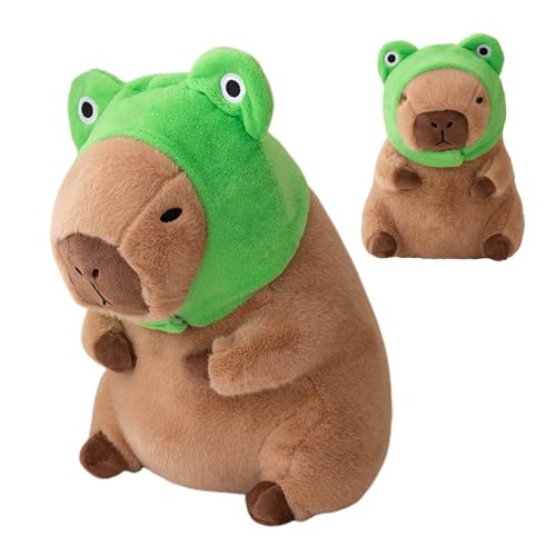 Ruwshuuk Capybara-Spielzeugplüsch,Gefüllter Capybara-Plüsch, 11-Zoll-Plüschkissen mit hübscher Kopfbedeckung, Capybara-Kuscheltiere, Capybara-Spielzeug, niedliches Capybara-Plüschspielzeug für von Ruwshuuk