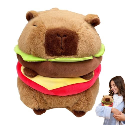 Ruwshuuk Gefüllte Capybara Plüschspielzeug, Capybara -Spielzeug | Süße Hamburger Capybara Plüschspielzeug,25 cm Cartoon ausgestopft Plüsch, lustige Plüschpuppe für Mädchen von Ruwshuuk