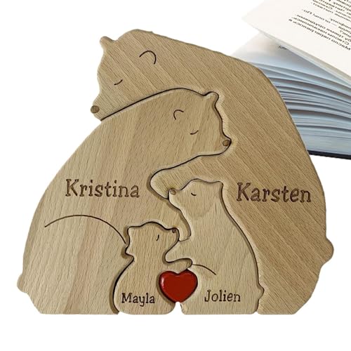 Ruwshuuk Holzbären-Familienpuzzle,Holzbären-Familienpuzzle | Holzpuzzles Tischdekoration - Bären-Bausteine, Tischdekoration, pädagogisches Deko-Puzzle für Familienspiele von Ruwshuuk