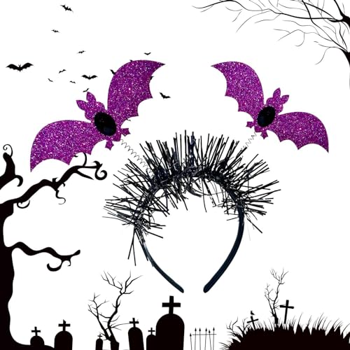 Ruwshuuk Kinder Fledermaus Stirnband,Schwarzes Halloween Stirnband - Gothic-Kopfbedeckung für Kinder - Leichtes Kinder-Stirnband, stilvolle Party-Kopfbedeckung für Maskerade, Cosplay von Ruwshuuk