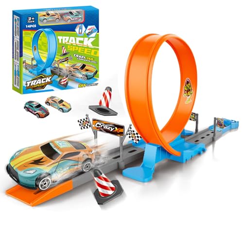 Ruwshuuk Kinder Rennstrecken Set, Baufahrzeuge Rennstrecke Spielzeug Mit, Wandfahr-Kit mit 360° Drehung für Kleinkinder drinnen und draußen Geschenk Ruwshuuk Kinder Rennstrecken Set, Baufahrzeuge Rennstrecke Spielzeug Mit, Wandfahr-Kit mit 360° Drehung für Kleinkinder drinnen und draußen Geschenk von Ruwshuuk