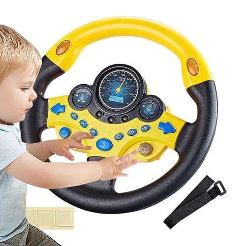 Ruwshuuk Kinderlenkrad, Spielzeuglenkrad - Simulierter Fahrcontroller-Copilot-Spielzeug,Simulierter Fahrregler, klingendes Spielzeug mit Musiklicht, lustiges pädagogisches Lenkrad für Autositz von Ruwshuuk