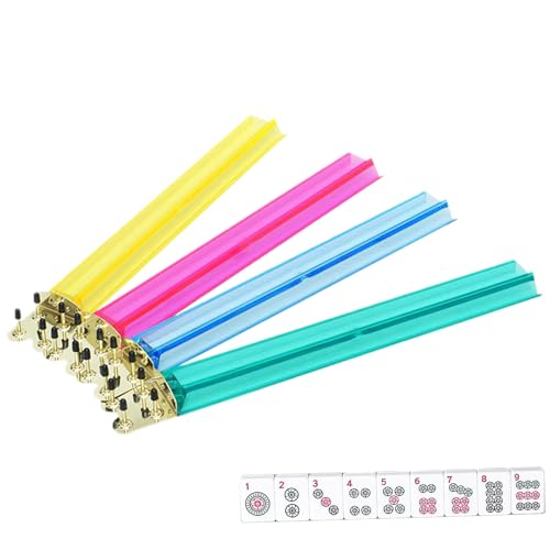 Ruwshuuk Mahjong Halterungen - 4er Set Mit Schiebern Für Mahjong Spielsteine | Klare 47 cm Halterung Für Erfahrene Spieler, Reise Und Anfänger Ruwshuuk Mahjong Halterungen - 4er Set Mit Schiebern Für Mahjong Spielsteine | Klare 47 cm Halterung Für Erfahrene Spieler, Reise Und Anfänger von Ruwshuuk