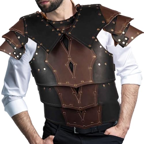 Ruwshuuk Mittelalterlicher Brustschutz Wikinger Krieger | Steampunk Mittelalter Herrenkostüm Rüstung,Wikinger-Krieger-Ritter-Leder-Harness-Schulter-Schulterstücke Vintage-Kampf-Brustplatte von Ruwshuuk