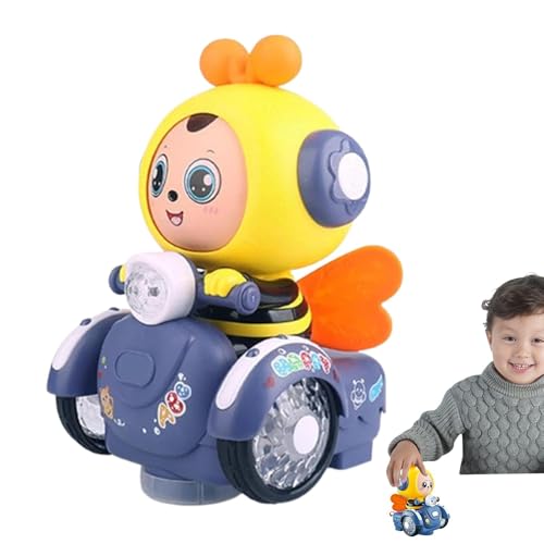 Ruwshuuk Spielzeugauto mit Honigbienen-Gesicht, Spielzeugauto mit Honigbienen-Motiv für Kinder - Cartoon-Honigbienen-Spielzeug,Schillerndes Licht, Gesichtswechsel, automatisches Fahren, Elektroauto, von Ruwshuuk