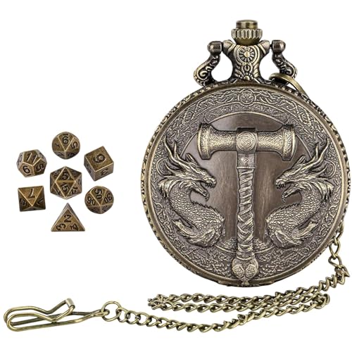 Ruwshuuk Steampunk -Würfel, winziger Würfelset | Kleine Würfel mit Vintage Pocket Watch Shell Case,Rollenspiele Brettspielzubehör, Kartenspielspielzeug für Männer Frauen von Ruwshuuk