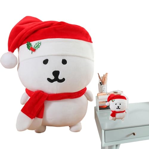 Ruwshuuk Süße Weihnachtsbärenpuppe,Weihnachtsbärenpuppe | Niedliche Stofftier-Plüsch-Weihnachtspuppen mit weißem Bär,Kleines Dekokissen, schöne Weihnachtsdekoration zum Sammeln für Zuhause und von Ruwshuuk