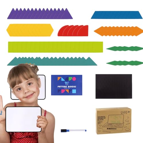 Ruwshuuk Tangrams für Kinder im Alter von 4–8 Jahren, Musterblöcke für das Klassenzimmer | Holzmusterblöcke 120 Stück magnetische Tangrams | Kreatives Tangram-Puzzle, Formblöcke für Vorschulkinder, von Ruwshuuk