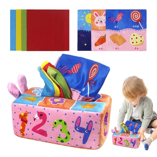 Ruwshuuk Taschentuchbox für Kinder, sensorisches Spielzeug, Taschentuchspielzeug,Weiche, knisternde Sinnesspielzeuge - Taschentuchbox-Spielzeug für Babys, weiches, knisterndes sensorisches Spielzeug von Ruwshuuk