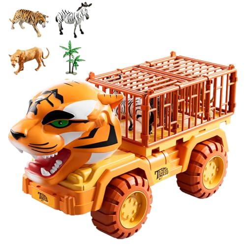 Ruwshuuk Tierspielzeug-LKW,Tier-LKW,Tiger-Gefängnisauto-Spielzeugset | Spielzeugauto-Klassenzimmerbelohnungen für Mädchen und, pädagogisches Fahrzeugspielzeug, Gefängnis-LKW-Spielzeug, von Ruwshuuk