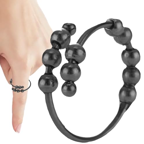 Ruwshuuk Zappelringe für Männer, Spinner-Ring-Schmuck | Damen Herren Entspannungsring Fidget Schmuck | Flexible Passform, bequemer Tragering, drehbare Perlenringe für Reisen, Arbeiten, Ausflüge von Ruwshuuk