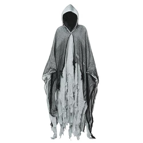 Umhang mit Kapuze, Sensenmann-Kostüm, Halloween-Geisterumhang, gruselige Halloween-Kostüme für Männer gruseliger mittelalterlicher Umhang für Cosplay-Requisiten für Erwachsene Scream-Kostüm für Frauen von Ruwshuuk