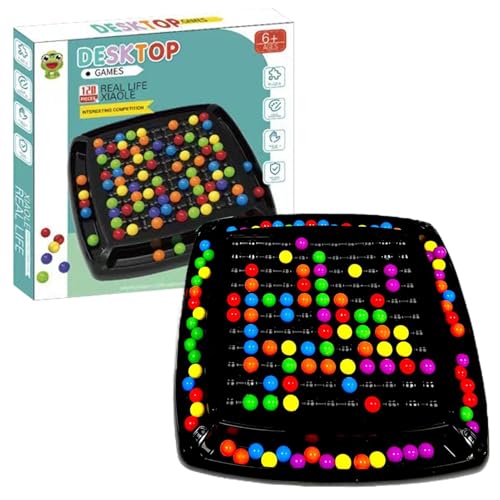 Intellektuelles Schachbrett, Regenbogenball-Eliminierungsspiel, farbenfrohes Ball-Eliminierungs-Tisch-Strategie-Puzzlespiel, interaktive Strategie-Brettspiele für Kinder und Erwachsene von Ruyeiig