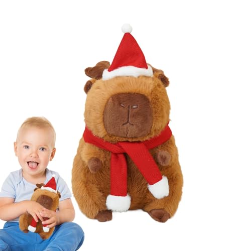 Ruyeiig Capybara Plüsch, Capybara Stofftier, Niedliche Capybara mit Geweih-Plüschpuppe, 11,81 Zoll großes Cartoon-Capybara-Plüschtier, lustiges Weihnachtsplüschpuppenspielzeug für Wohnzimmer, von Ruyeiig