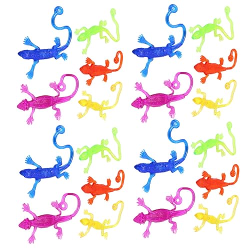 Ruyeiig Dehnbare klebrige, Dehnbare klebrige Spielzeuge - Hand Fidget Toys Stretchy Sticky Lizard Set | Bunte Fensterkrabbler, Osterkörbchenfüller, Geschenktüten und Geburtstagspartyzubehör von Ruyeiig