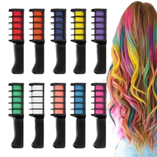 Temporärer Haarkamm, 10 Farben, Haarkreidekämme für Mädchen, waschbarer Haarfärbekamm, Haarfarben-Färbewerkzeug für Cosplay, , , Halloween von Ruyeiig