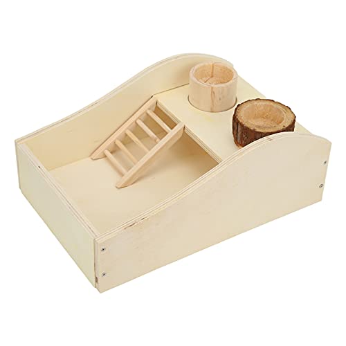 RvSky Hamster Sand Badebox, Detachable Hamster Litter Box, Wooden Animal Bath with Ladder and Food Basin, Suitable for Hamsters and Guinea Pigs to Feed and Play von RvSky