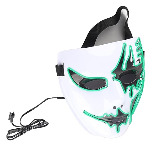 RvSky Maskerade Leuchtende Maske, Weiße Gruselige Leuchtende Maske Mit EL-Kaltlicht, Perfekt Für Halloween-Partys Und Kostümveranstaltungen, Einzigartiges Und Gruseliges Design(Grün) von RvSky