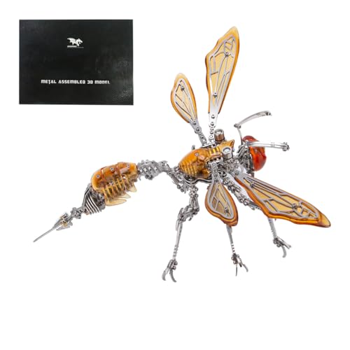 Rxbycxshi 3D Metall Puzzle Wasp Kit Erwachsene 420+Teile Mechanische Insekt Metall Puzzle Modellbausatz, Adventskalender 2025 Desktop Ornamente Geschenk von Rxbycxshi