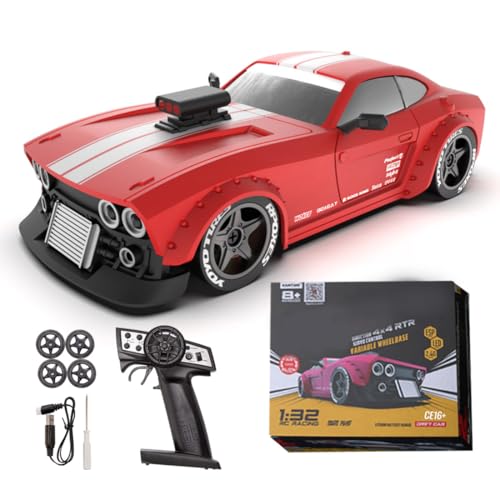 Rxbycxshi KM3299 Mini RC Drift Car, 1/32 Scale 4WD Auto für Erwachsene 2025- RTR (Rot) von Rxbycxshi