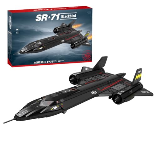 Rxbycxshi SR71 Blackbird klemmbausteine für Erwachsene US Militär Flugzeug Bausatz Bausteine MOC Bausteinflugzeugspielzeug Geschenk/Sammler Stücke - 1775 Teile von Rxbycxshi