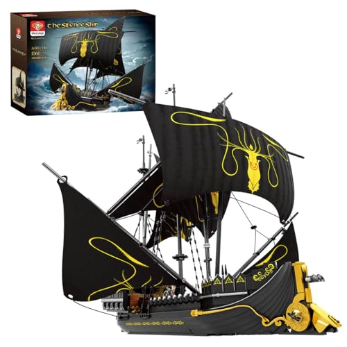 Rxbycxshi Schiff Klemmbausteine Mittelalterliche Piratenschiff Bausteine MOC Flaggschiff Modellbausatz für Erwachsene Geschenk/Sammler Stücke - 1560 Teile von Rxbycxshi