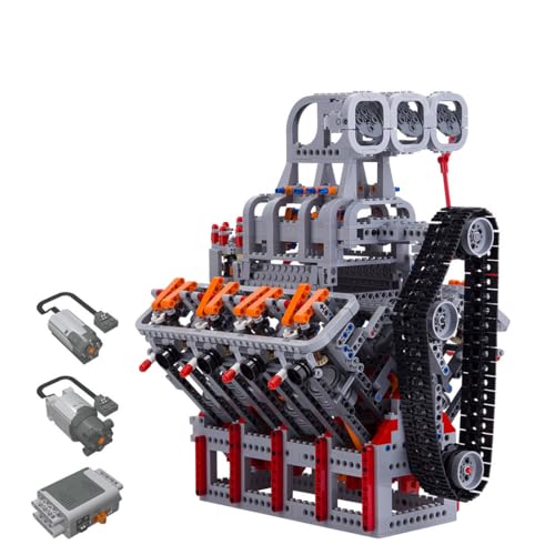 Rxbycxshi V8 Motor Klemmbausteine, Mechanischer 4-Takt-Motor Reihenbenzinmotor Enthält Power Functions Set, 2106 Teile Bauspielzeug-Ronald Tewes, MA 82106 Bausatz von Rxbycxshi