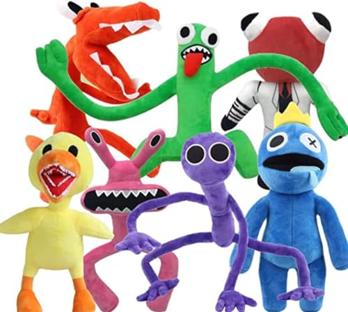 RxinDZ Rainbow Friends Plush Toys Suit,Blue Mouth Water Monster,Doctor's Head,Yellow Duck,Red Dragon,Long Hand Monster for Kinder Birthday Easter and Fans Gifts(7 in 1- Suit) von RxinDZ