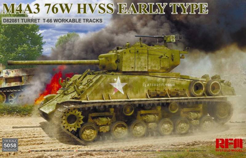 M4A3 76W HVSS Early type D82081 turret T-66 track von Rye Field Model