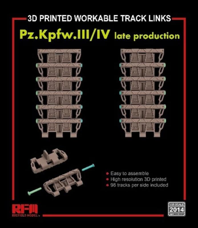 Workable track links - Pz. Kpfw. III /IV late (3D printed) von Rye Field Model