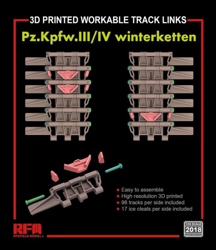 Workable track links - Pz.III/IV Winterketten (3D printed) von Rye Field Model