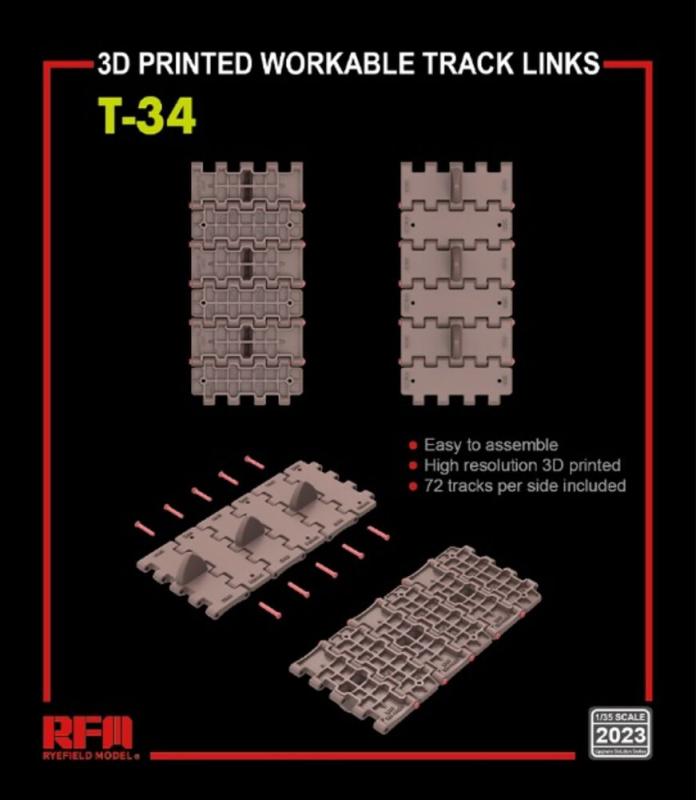 Workable track links - T-34 (3D printed) von Rye Field Model