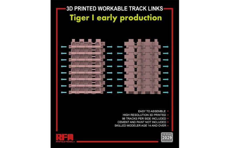 Workable track links - Tiger I early (3D printed) von Rye Field Model