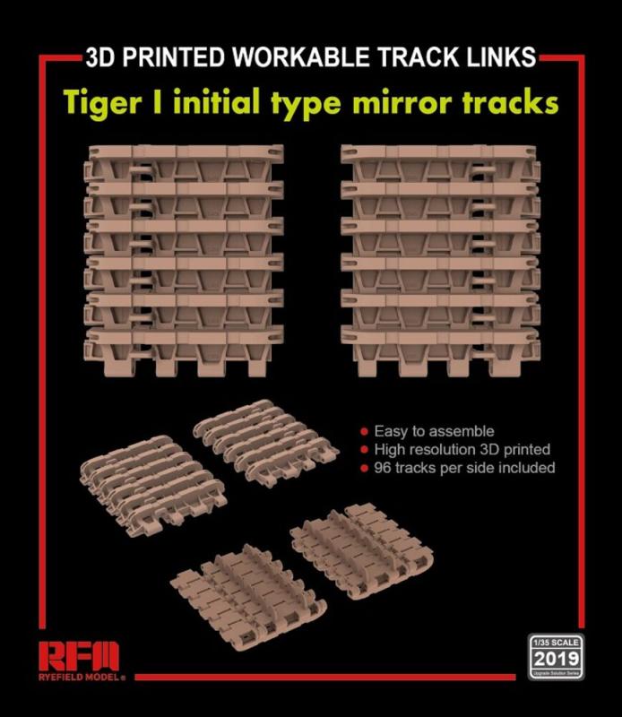 Workable track links - Tiger I initial type mirror tracks (3D printed) von Rye Field Model