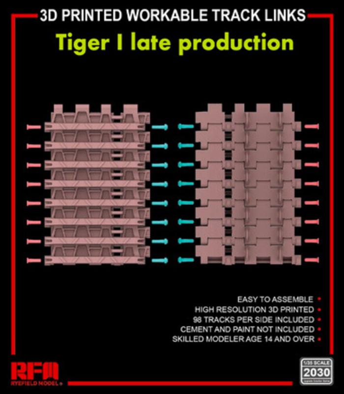 Workable track links - Tiger I late (3D printed) von Rye Field Model