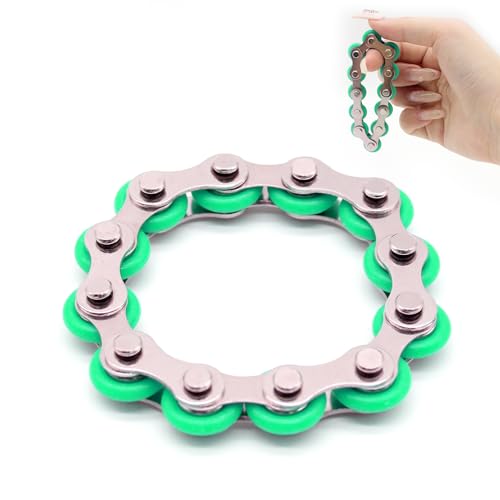 Ryvera Anti Stress Spielzeug, Unendlicher Chain Game Set, Fidget Flippy Chain Stahl Spielzeug Stressabbaukette Spielzeug zum Stressabbau Fahrrad Kettenrad Dekompression Spielzeug (Grün) von Ryvera