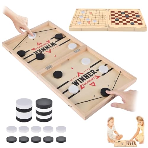 Ryvera Hockey Brettspiel, Sling Puck Spiel, Super Winner Spielzeug, Tischhockey, Doppelkampf Schnell Bouncing Brettspiel, Schachbrettset Tisch-Desktop-Spiel, Weihnachten Geschenk für Kinder Erwachsene von Ryvera