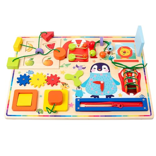 Ryvera Montessori Busy Board, Montessori Spielzeug ab 1 2 3 4Jahr, Activity Board Motorikboard Montessori Brett Motorikspielzeug Motorik Board für Baby Kinder Jungen Mädchen (Schillernde Farbe) von Ryvera