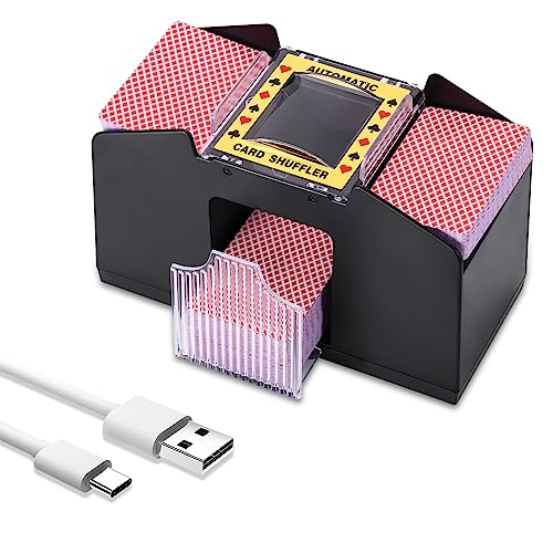 S SUNSBELL Automatischer Kartenmischer, 4 Decks elektronisches Mischkarten-Mixgerät, Brückenspiel USB + batteriebetrieben, elektrischer Spielkartenmischer, automatische Pokermischmaschine von S SUNSBELL