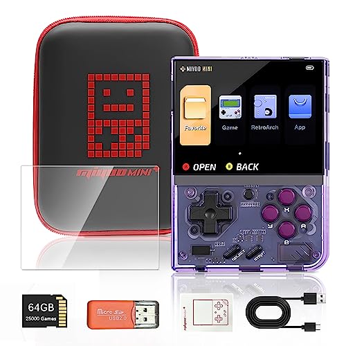 Miyoo Mini Plus, Handheld-Spielkonsole mit 64G TF-Karte 25000+Games, 3.5 Zoll IPS, Unterstützung WiFi, Tragbare Spielkonsole mit Open Source System, Mit Storage Bag, 3000 mAh Akku von S_way