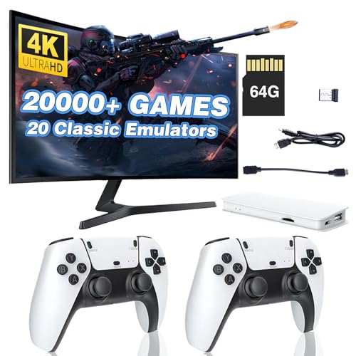 Retro Game Stick, Wireless Retro Konsole mit 4K HDMI Ausgabe, 128GB Karte 30000+ Spiel, 23 Emulator Kompatibel, 2 Wireless Controller, Spielekonsole Retro Games für Kinder Erwachsene von S_way