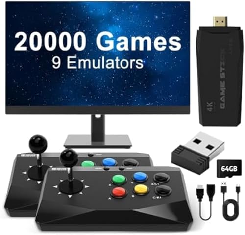 Retro Stick, Retro Konsole Integrierten 10000+ Spiele,9 Emulator, 4K HdMI Ausgang, Dual Wireless Controller, 64G Spielekonsole Retro Games Verbinden mit Pc, Android, Ios, M8 von S_way